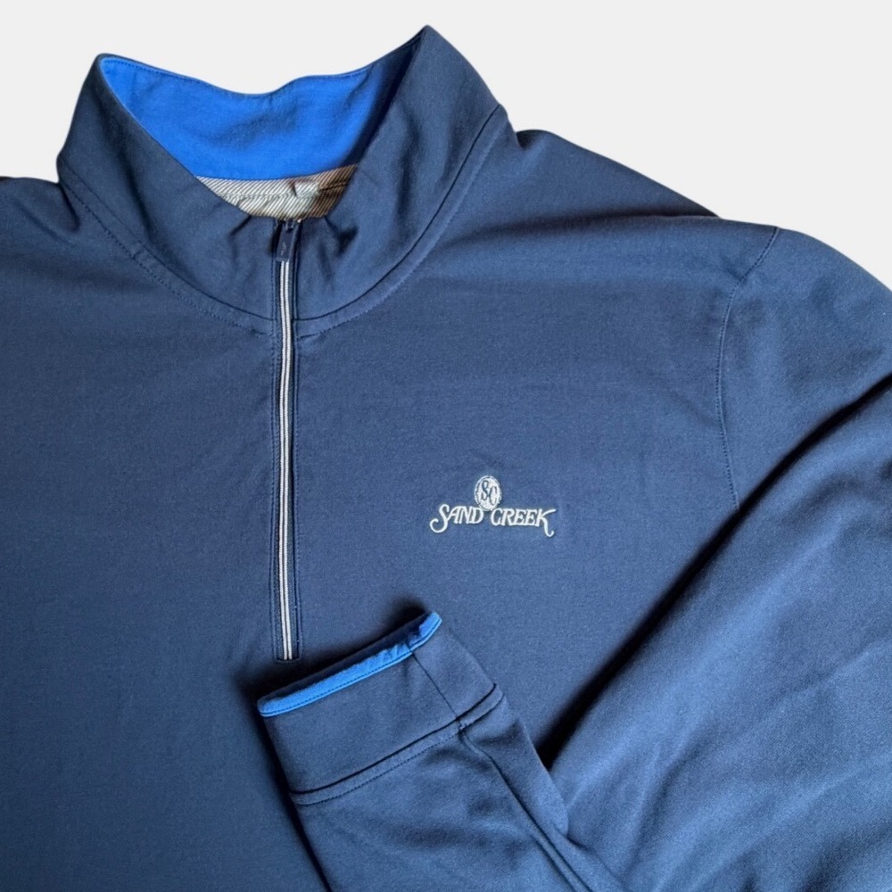 Adidas adiPure Mens XL Quarter Zip Pullover Navy Blue Sand Creek Golf Sweater